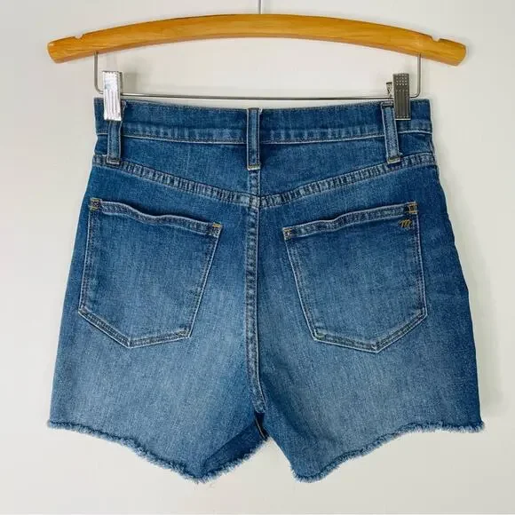 Madewell blue high rise denim stretch jean shorts 24 - Picture 2 of 3